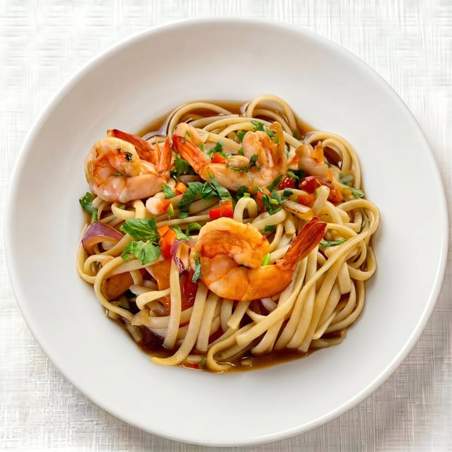 Tallarin Saltado De Camarón.
